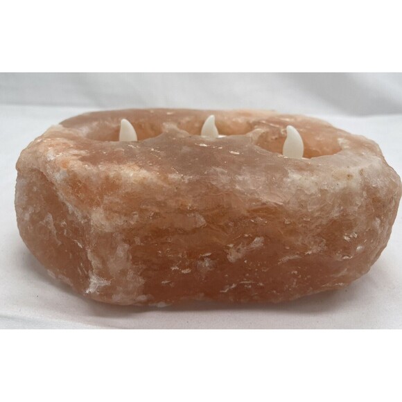 Himalayan Salt 3 Hole Candle Holder with Cylinder Candles without box 5 Pounds - Picture 7 of 13